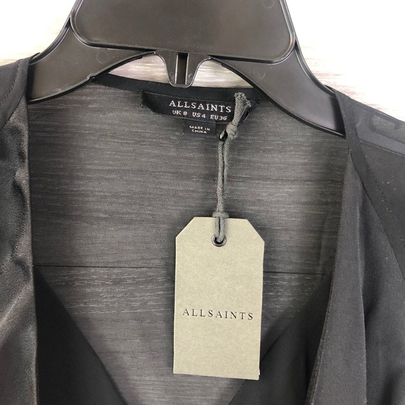 ALLSAINTS Anika Dress In Black V Neck LBD Size 4 Four $268 - Picture 9 of 12
